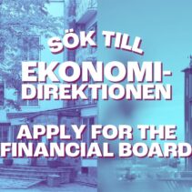 Banner ljusBLÅ bild på kåren och havtornen samt text sök till EKONOMIDIREKTIONEN, apply for the FINANCIAL BOARD