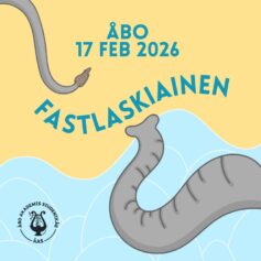 Fastlaskiainen 2026 Åbo reklambild med en elefants snabel och svans som syns i hörnen kvadrat
