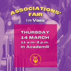 Associations' fair in Vasa Thursday 14 march 11 a.m.-2 p.m. in Academill