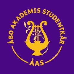 abo akademis studentkar gul logo lila bakgrund