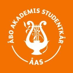 abo akademis studentkar vit logo orange bakgrund