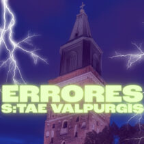 errores stae valpurgis banner - åbo domkyrka på natten och två stora blixtar