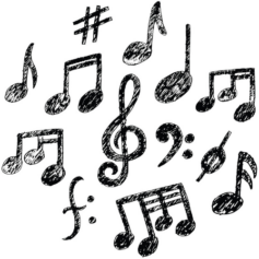hand drawn music notes